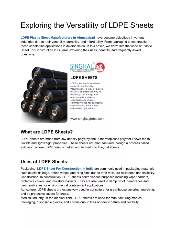 exploring the versatility of ldpe sheets