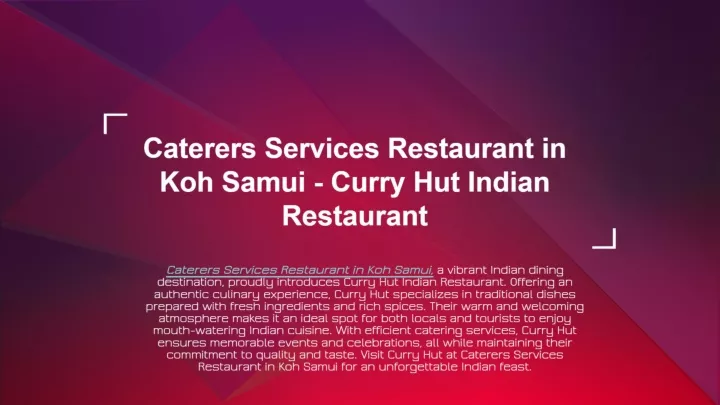 caterers services restaurant in koh samui curry