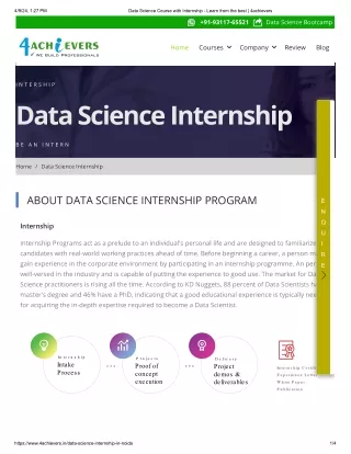 Data science internships in Noida - 4Achievers