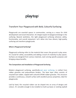 transform your playground with bold colourful