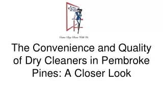 The Convenience and Quality of Dry Cleaners in Pembroke Pines: A Closer Look