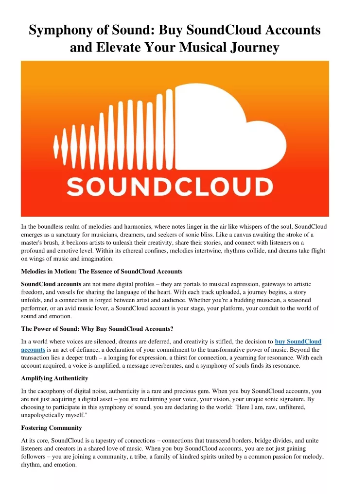 symphony of sound buy soundcloud accounts