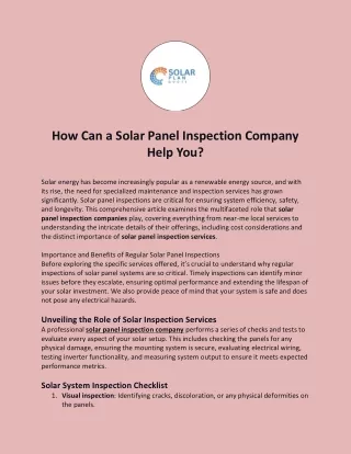 How Can a Solar Panel Inspection Company Help You?