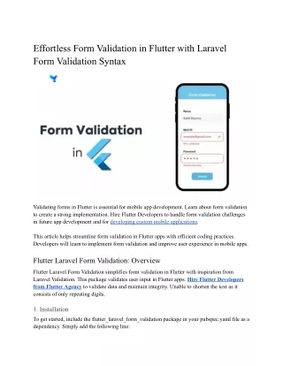 effortless form validation in flutter with