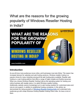 What are the reasons for the growing popularity of Windows Reseller Hosting in India