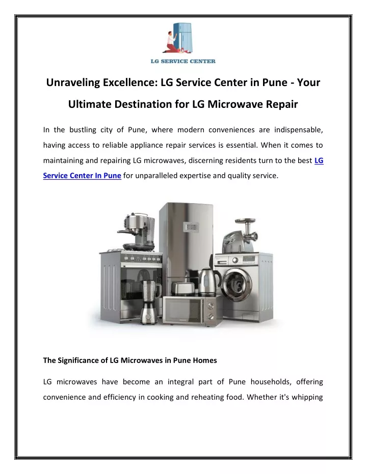 unraveling excellence lg service center in pune