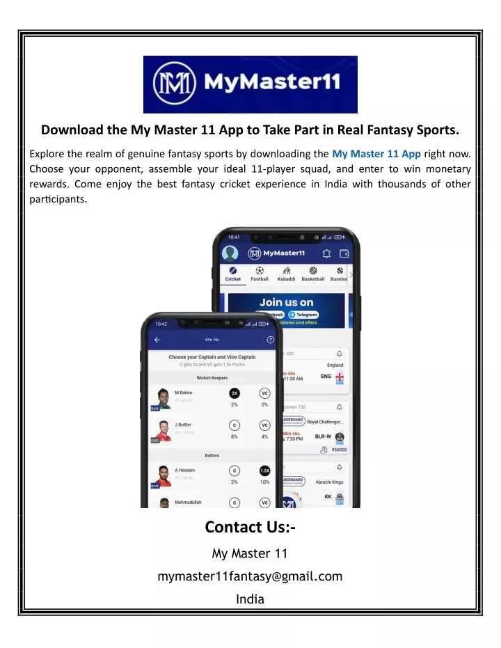 download the my master 11 app to take part