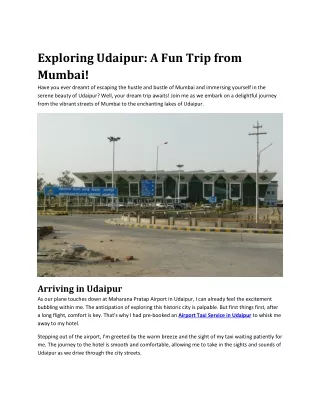 Exploring Udaipur A Fun Trip from Mumbai!