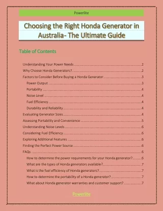 Choosing the Right Honda Generator