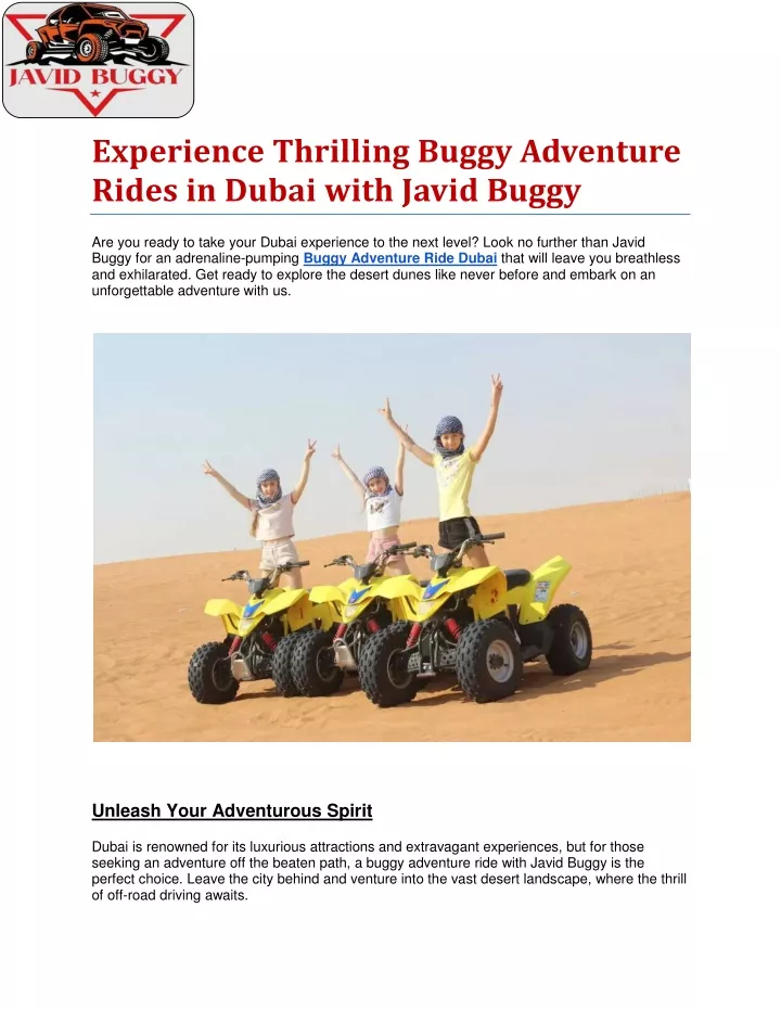 experience thrilling buggy adventure rides