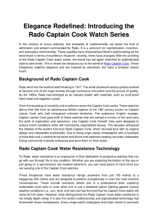 elegance redefined introducing the rado captain