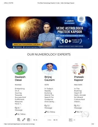 Best Numerology Experts In India - Vedic Astrologer Kapoor