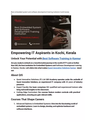 best embedded system and software development