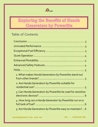 Benefits of Honda Generators by Powerlite