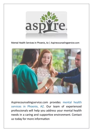 Mental Health Services In Phoenix, Az | Aspirecounselingservice.com