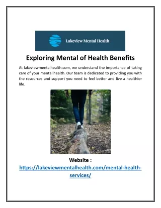 Exploring Mental of Health Benefits