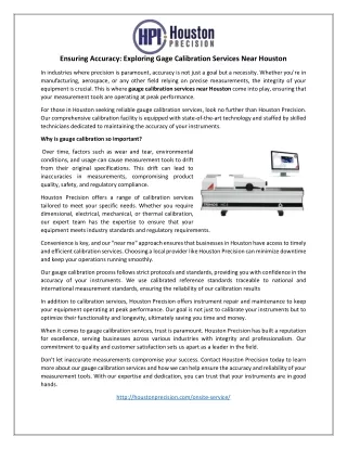 Ensuring Accuracy Exploring Gage Calibration Services Near Houston