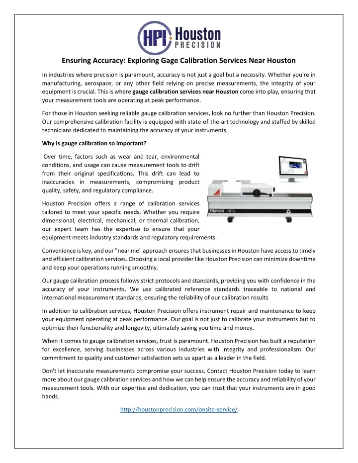 ensuring accuracy exploring gage calibration