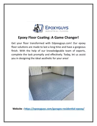 Epoxy Floor Coating: A Game Changer!