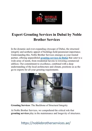 Expert Grouting Services in Dubai