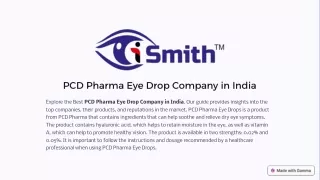 PCD Pharma Eye Drops Company in India