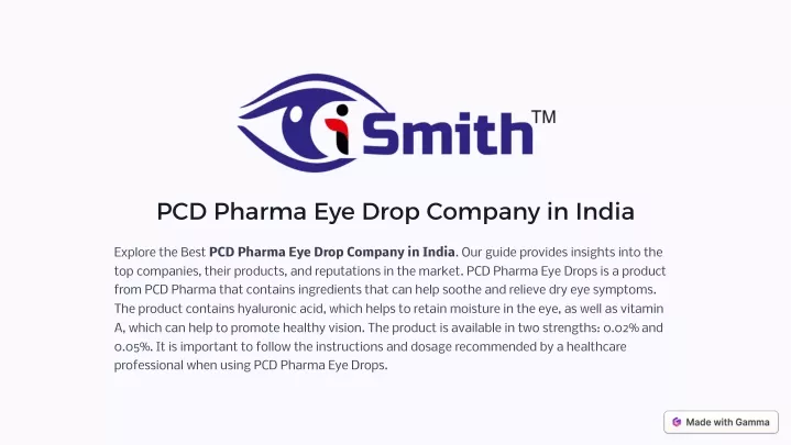 pcd pharma eye drop company in india
