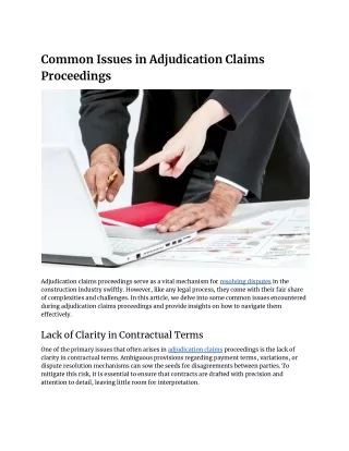 Common Issues and Expert Insights for Construction Adjudication Claims