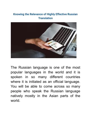 Exploring the Impact of Quality Russian Translation