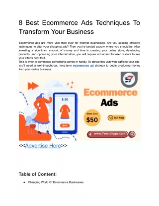 8 Best Ecommerce Ads Techniques To Transform Your Business