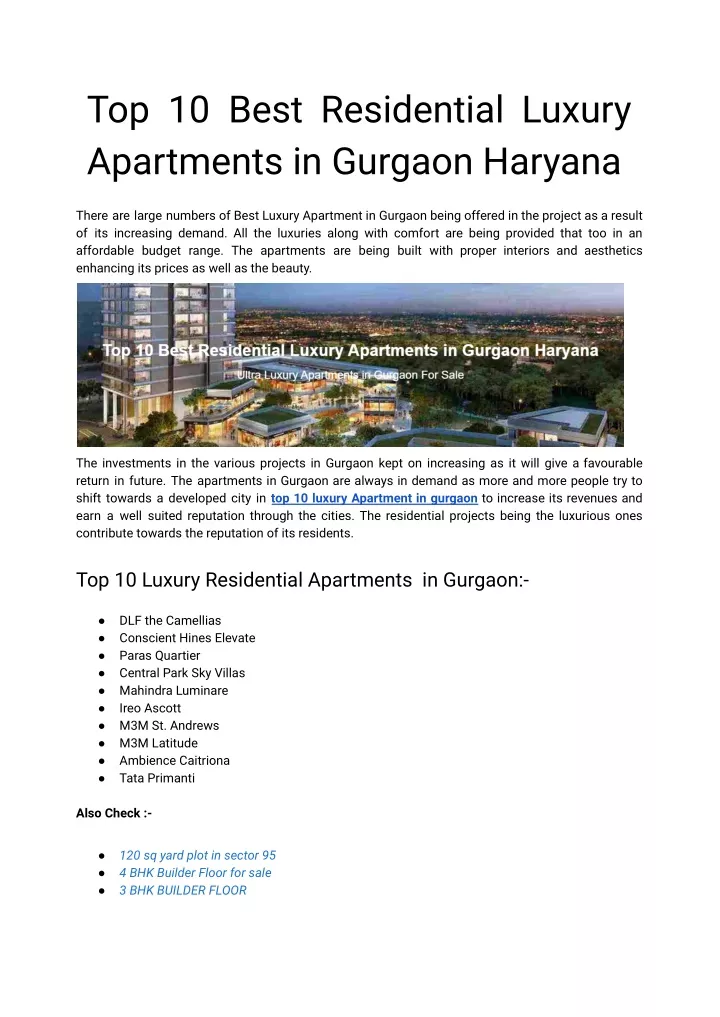 top 10 best residential luxury apartments