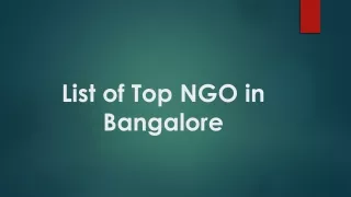 List of Top NGO in Bangalore