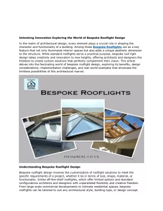 Unlocking Innovation Exploring the World of Bespoke Rooflight Design