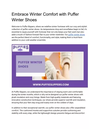 puffer winter shoes