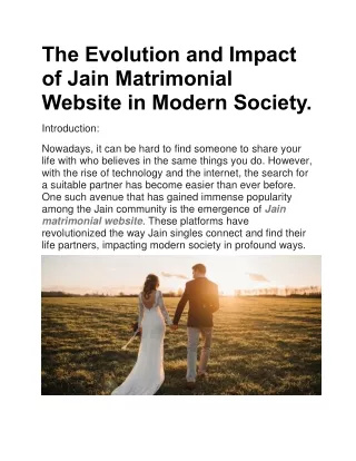 The Evolution and Impact of Jain Matrimonial Website in Modern Society