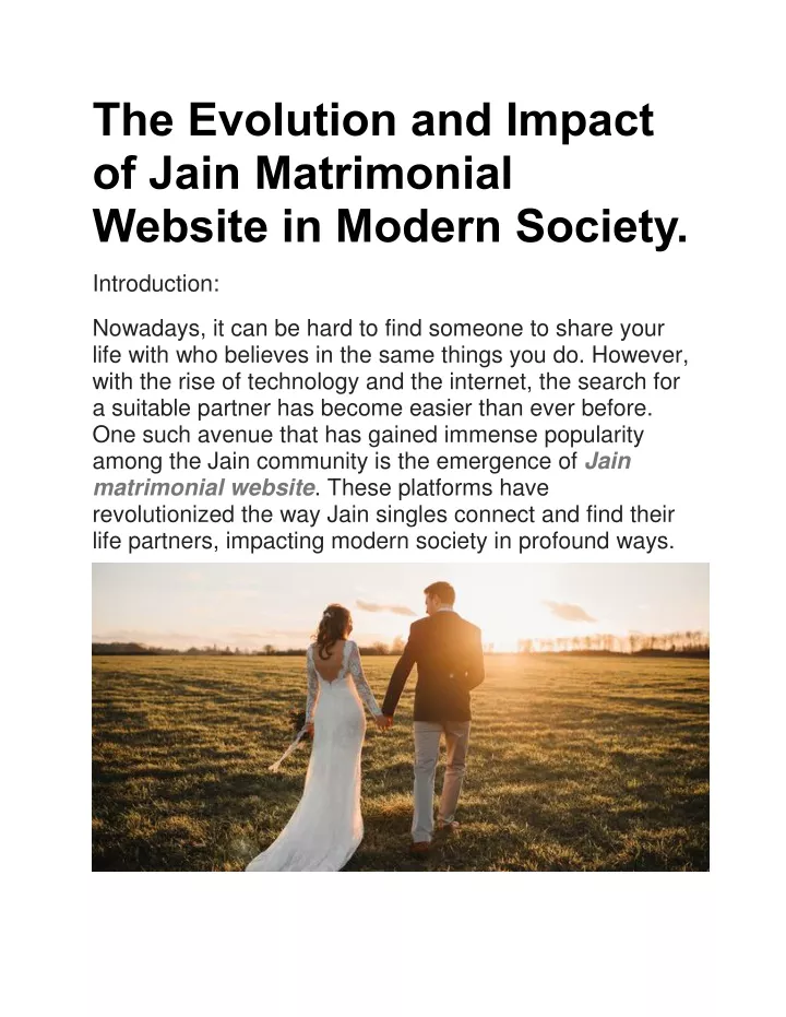 the evolution and impact of jain matrimonial