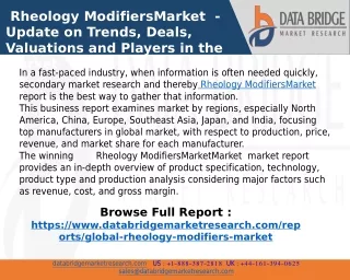 rheology modifiersmarket update on trends deals
