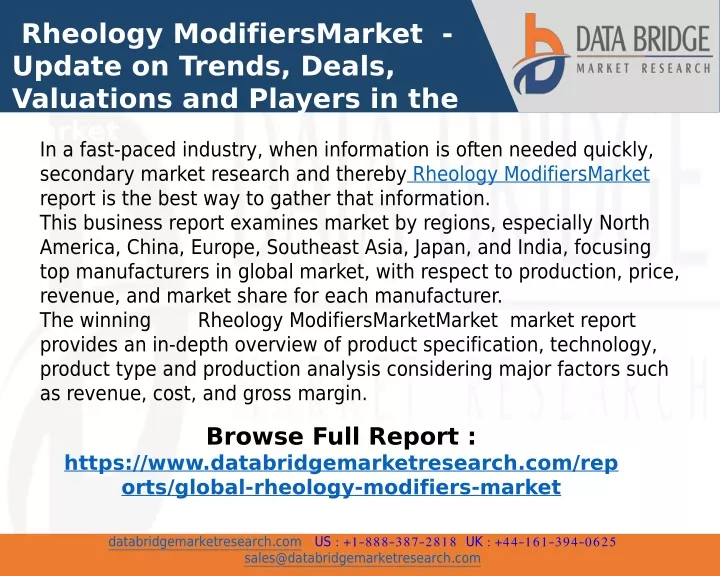 rheology modifiersmarket update on trends deals