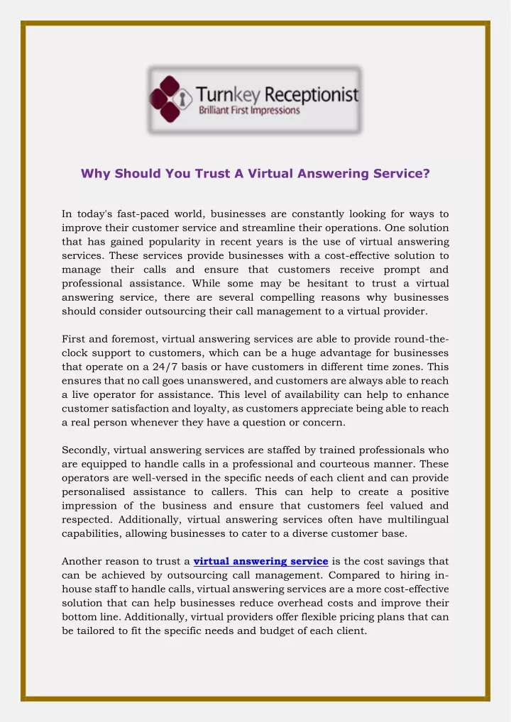 why should you trust a virtual answering service