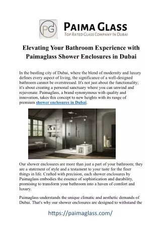 Premier Shower Enclosure Solutions in Dubai