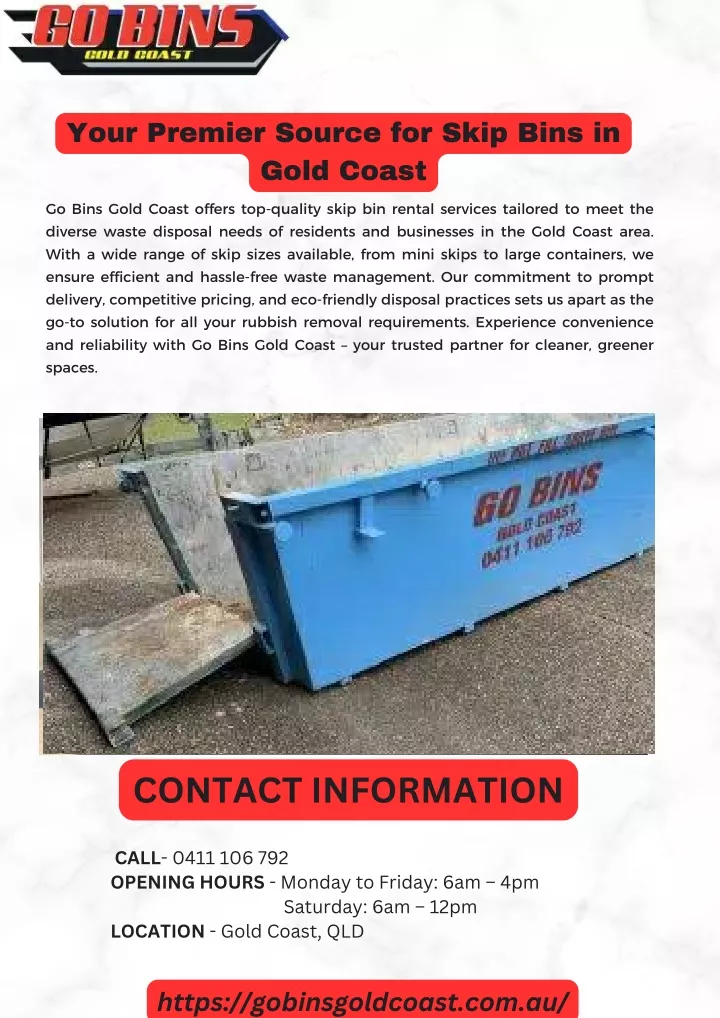 your premier source for skip bins in gold coast