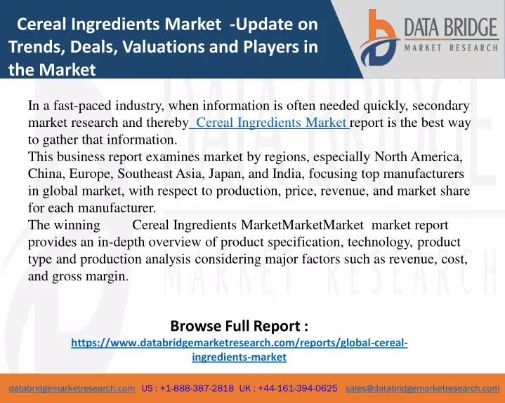 cereal ingredients market update on trends deals