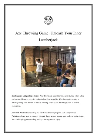 Axe Throwing Game: Unleash Your Inner Lumberjack