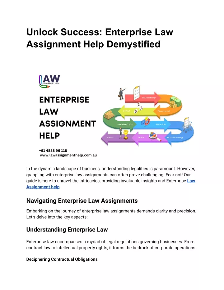 unlock success enterprise law assignment help