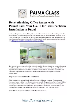 Premium Office Glass Partition Installation Services in Dubai