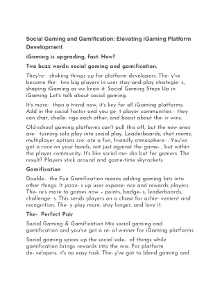 Social Gaming and Gamification