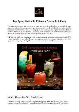 Top Syrup Hacks to Enhance Drinks At a Party