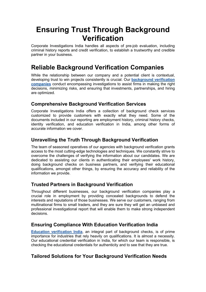ensuring trust through background verification