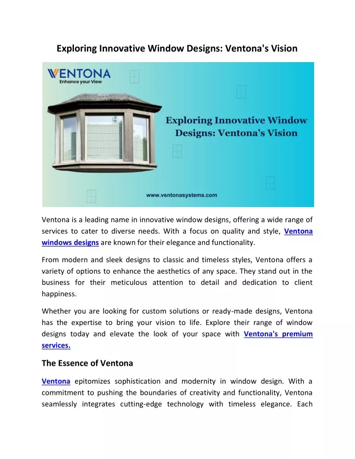 exploring innovative window designs ventona