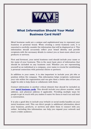 What Information Should Your Metal Business Card Hold