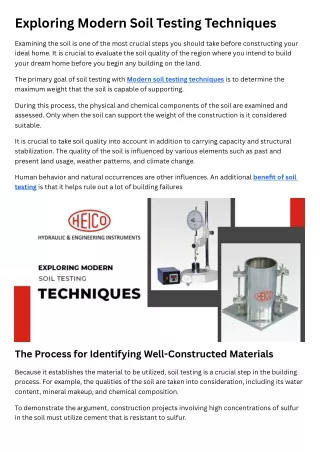Exploring Modern Soil Testing Techniques